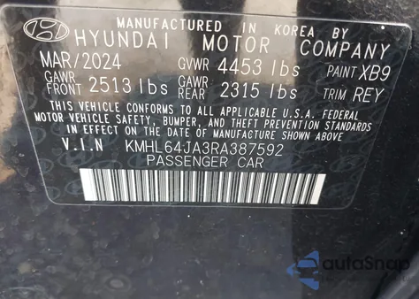 2024 Hyundai Sonata Sel z USA, uszkodzony, nr VIN KMHL64JA3RA387592